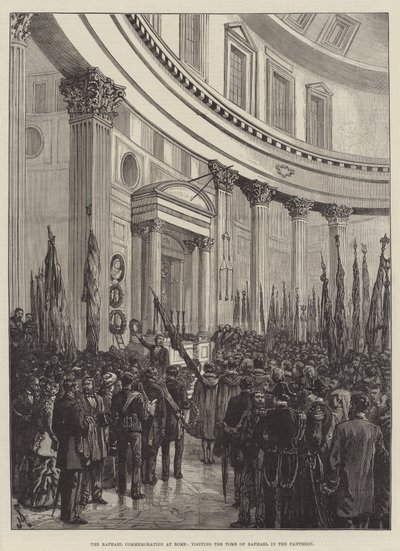 The Raphael Commemoration at Rome, visiting the Tomb of Raphael in the Pantheon by Johann Nepomuk Schonberg